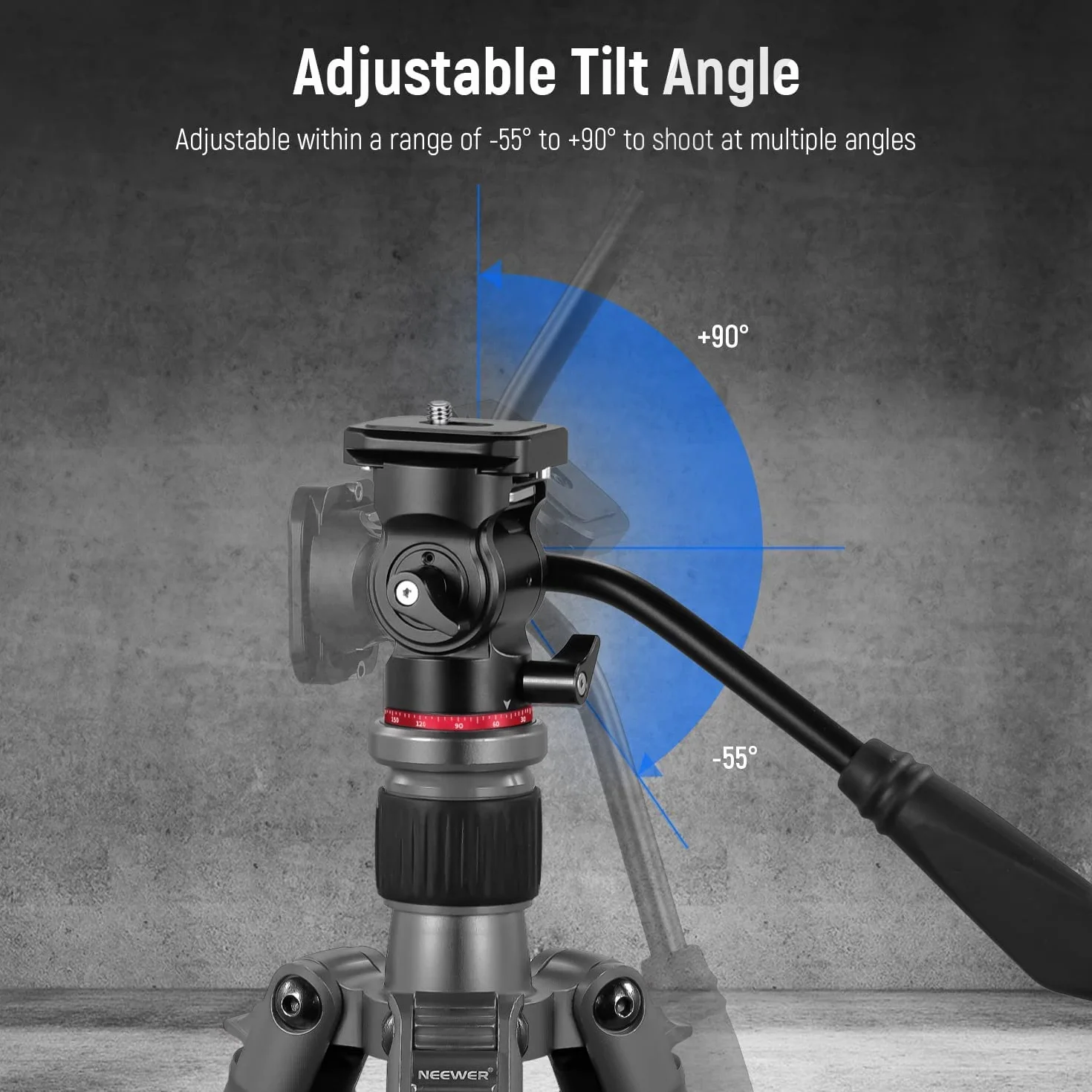 NEEWER Statyw z głowicą fluidową Pan Tilt Head z płytą do szybkiego montażu i uchwytem, metalowa głowica statywu kompatybilna z Arca Swiss do kompaktowych kamer wideo DSLR, obciążenie do 3 kg, GM24