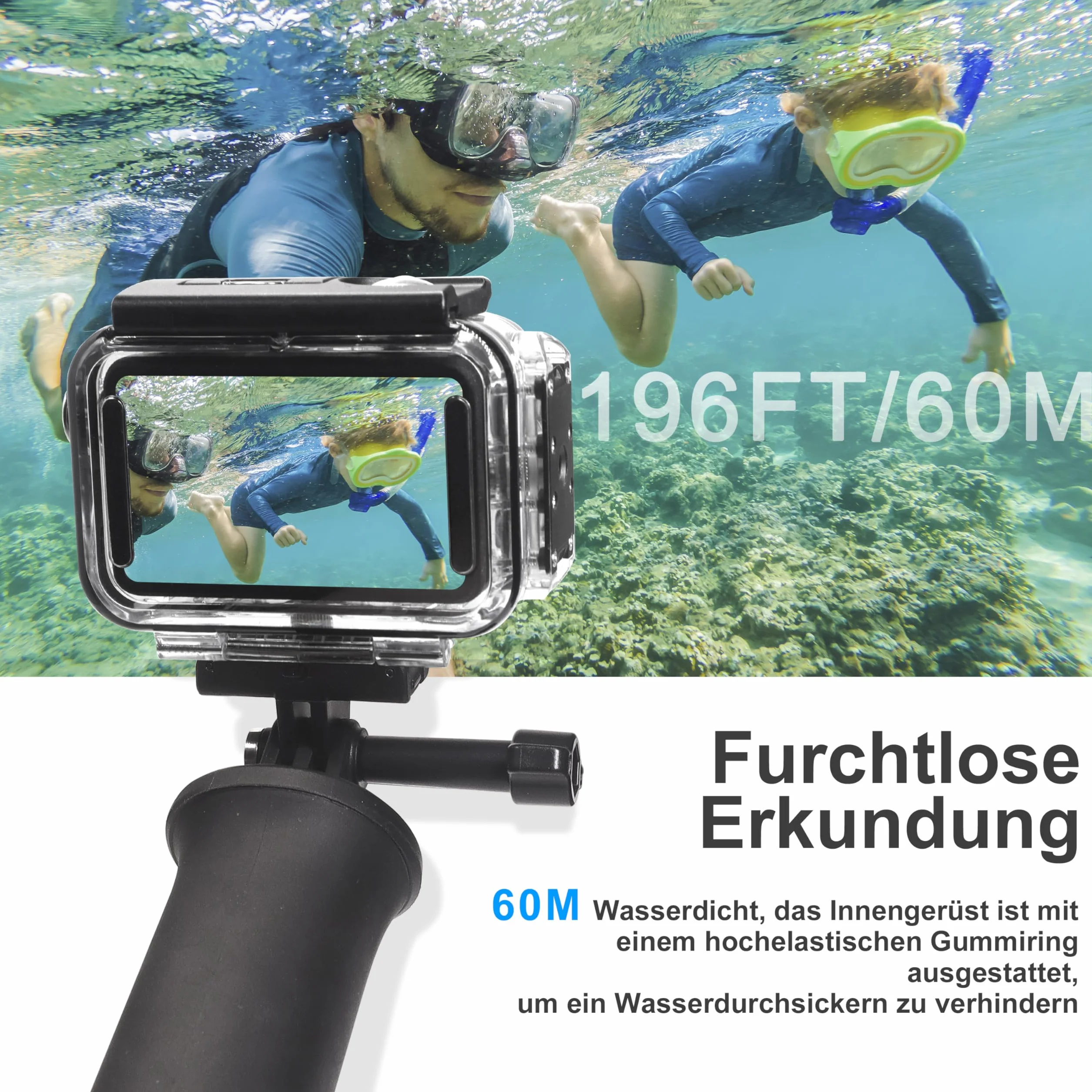 FitStill Wodoszczelna obudowa 196 ft/60 m z magnetycznym interfejsem szybkiego zamykania, kompatybilna z DJI Osmo Action 5 Pro/Action 4