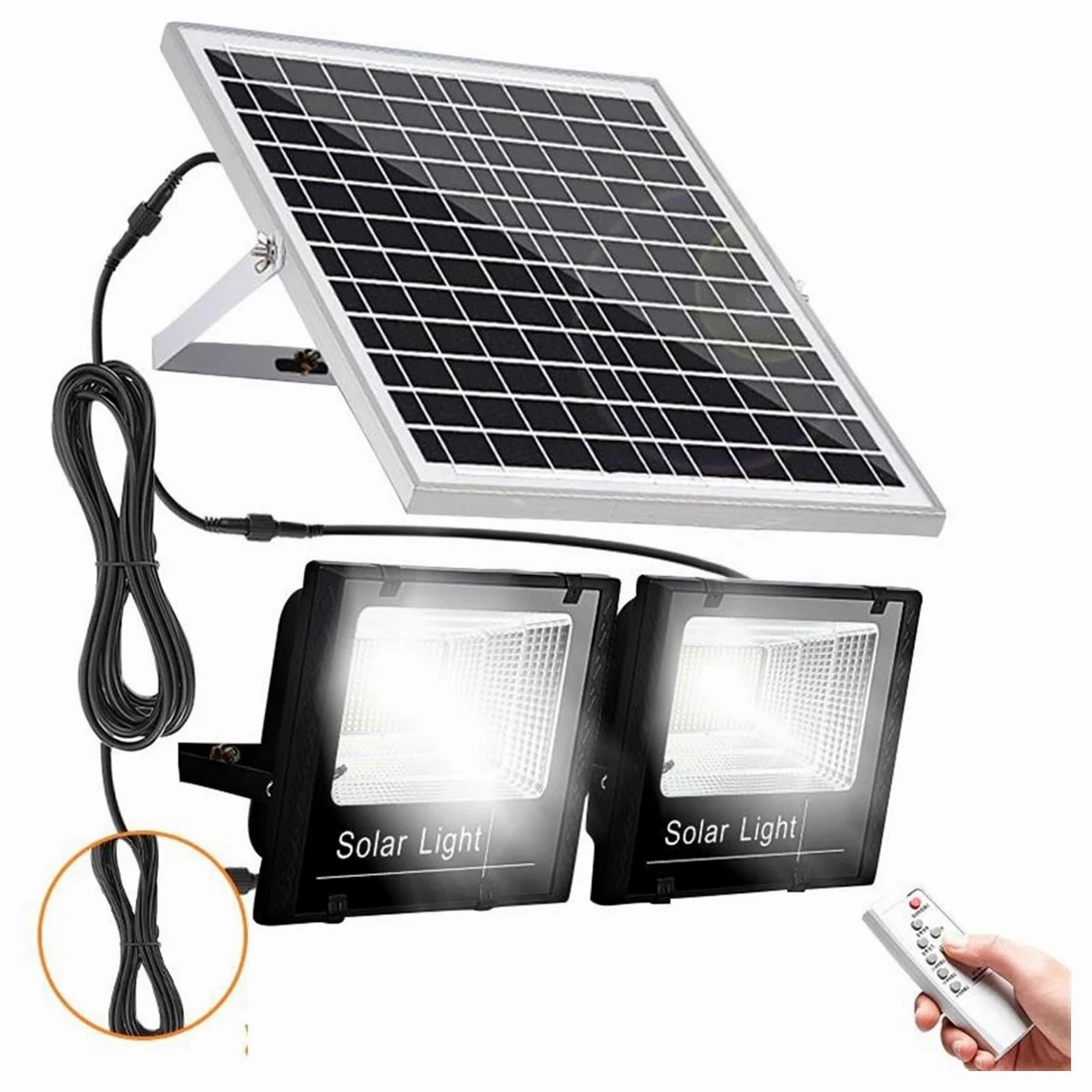 Lampa solarna zewnętrzna, 2-głowicowe zewnętrzne reflektory solarne Aluminiowy wodoodporny super jasny słoneczny kinkiet uliczny ze zdalnymi zewnętrznymi światłami słonecznymi