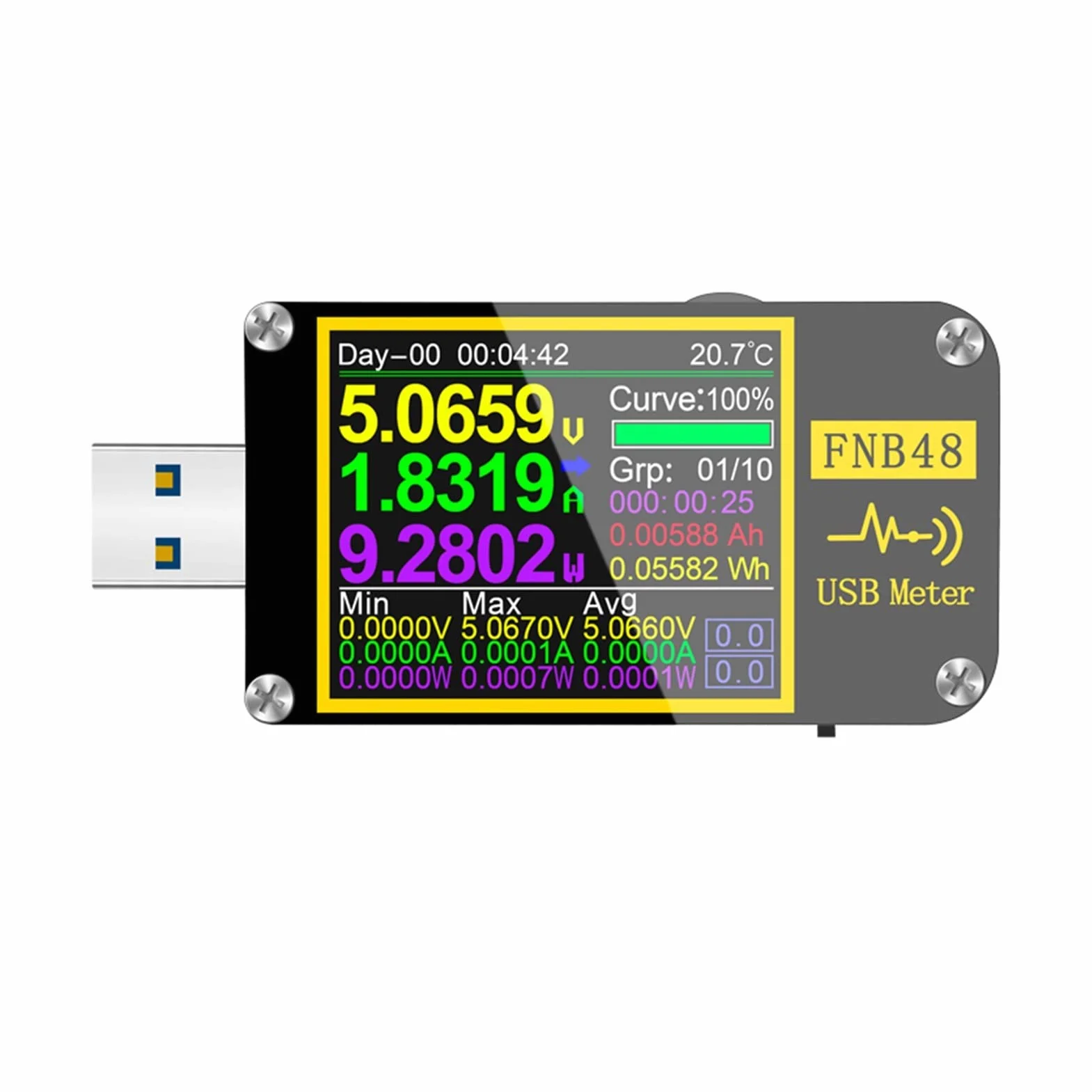 Urządzenie pomiarowe tester USB Usb. próbnik FNB48. AMMETER Napięcie Aktualny woltomierz Qc4 + pd3.0 2.0 pps Szybka ładowanie Protocol Pojemność Miernik testowy