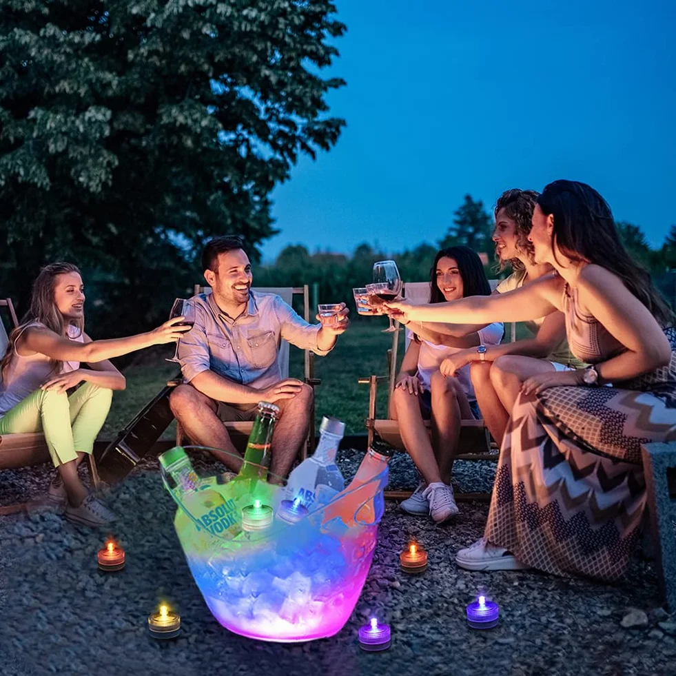 idyllight zanurzeniowe światła LED, 24 sztuki, wodoodporne świeczki typu tealight, zasilane bateryjnie, oświetlenie podwodnego basenu do domu, dekoracji weselnej, ciepła biel