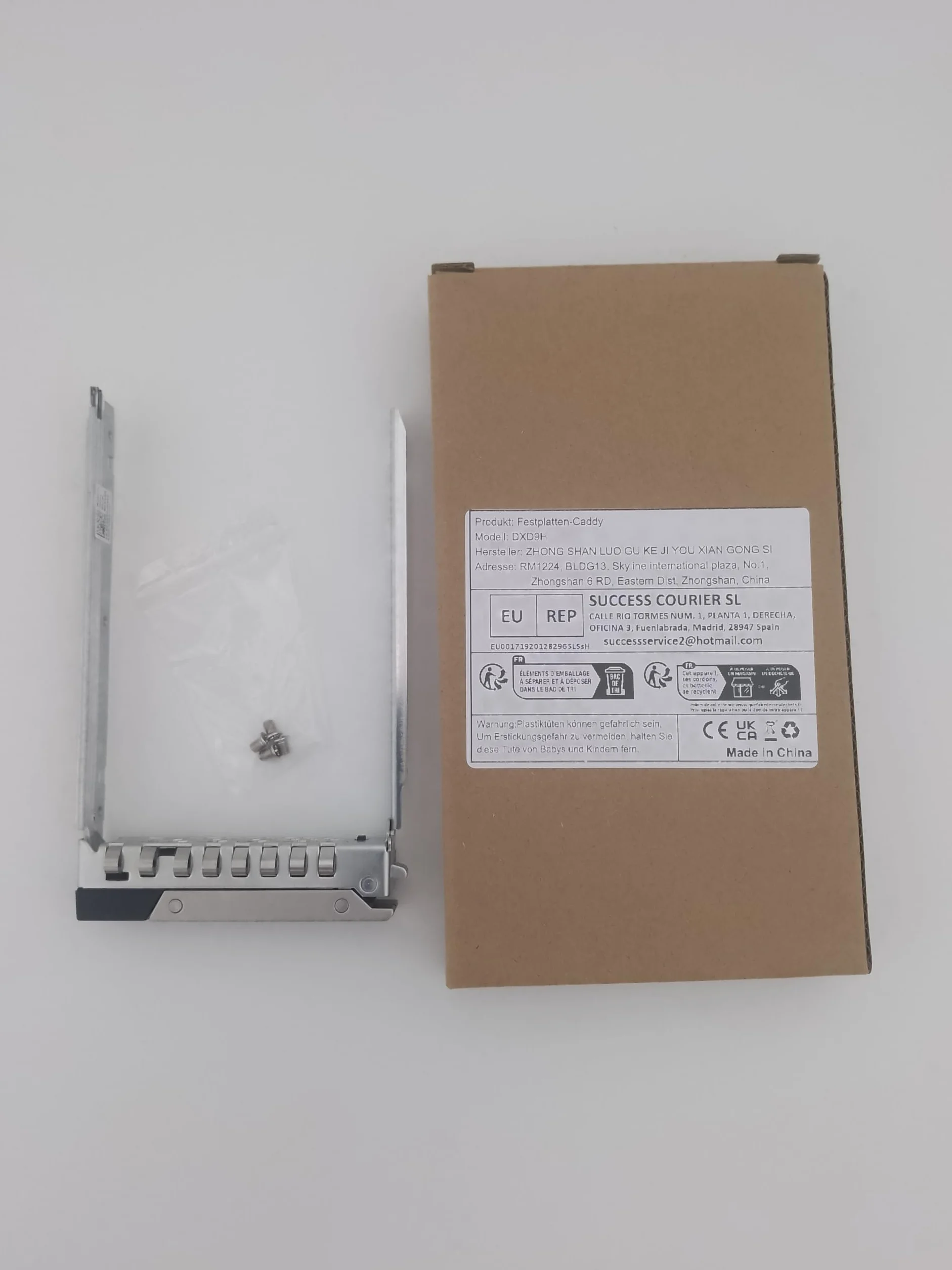 Caddy do dysku twardego SAS lub SATA 2,5" - DXD9H - do serwera Dell PowerEdge 14 generacji Gen14 G14 R440, R540, R640, R740XD, R940 lub R740 - z 4 śrubami