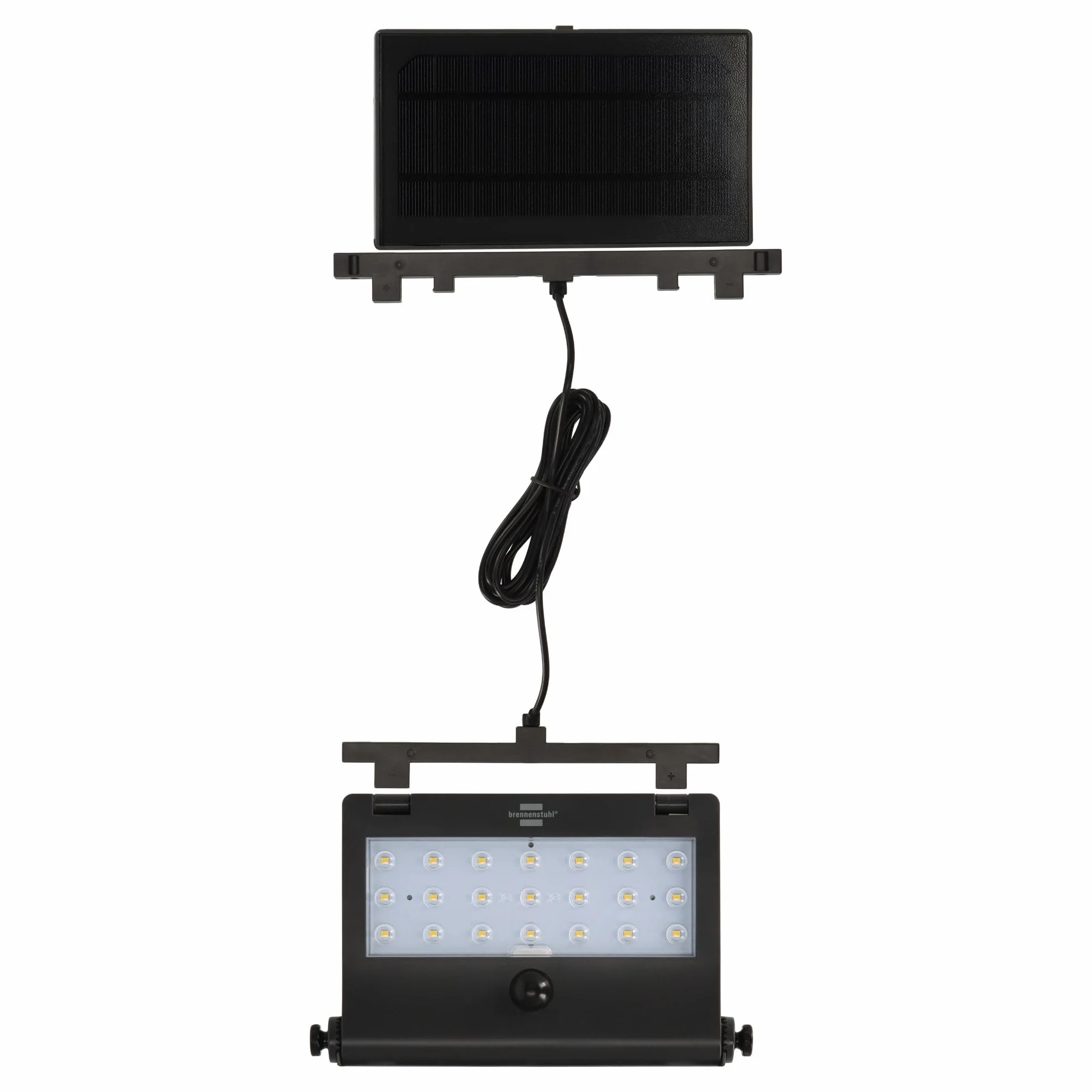 Brennenstuhl Solar LED reflektor SOL 1000 Pad/lampa ścienna LED do zastosowań zewnętrznych z czujnikiem ruchu (lampa solarna IP65, 1000 lm, 4 różne tryby świecenia, czujnik zmierzchu, z akumulatorem)