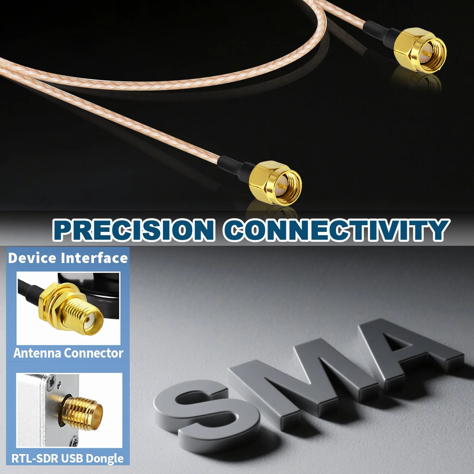 Bingfu SMA męski na SMA męski RG316 koncentryczny kabel rozruchowy 30 cm 30 cm (2-pak) do LNA niski poziom hałasu RTL SDR Dongle ADS-B odbiornik VNA Vector Network Analyzer Antena SWR Meter Spectrum