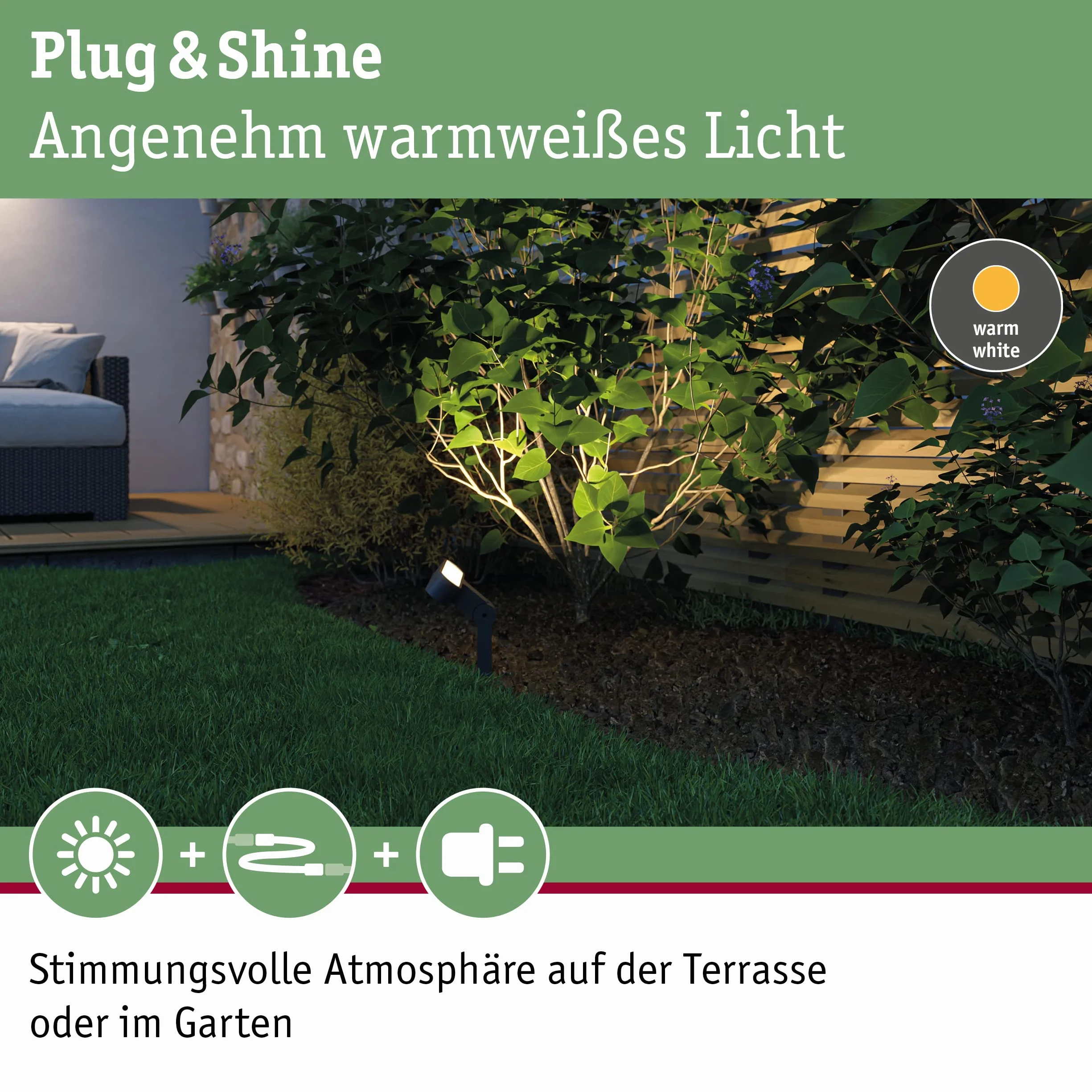 Paulmann 94544 Plug & Shine LED oprawa zewnętrzna Plug & Shine Spot Ito IP65 w zest. 1x6 Watt ściemn. opr. zewn. antracyt, metal, tw. szt. 3000 K