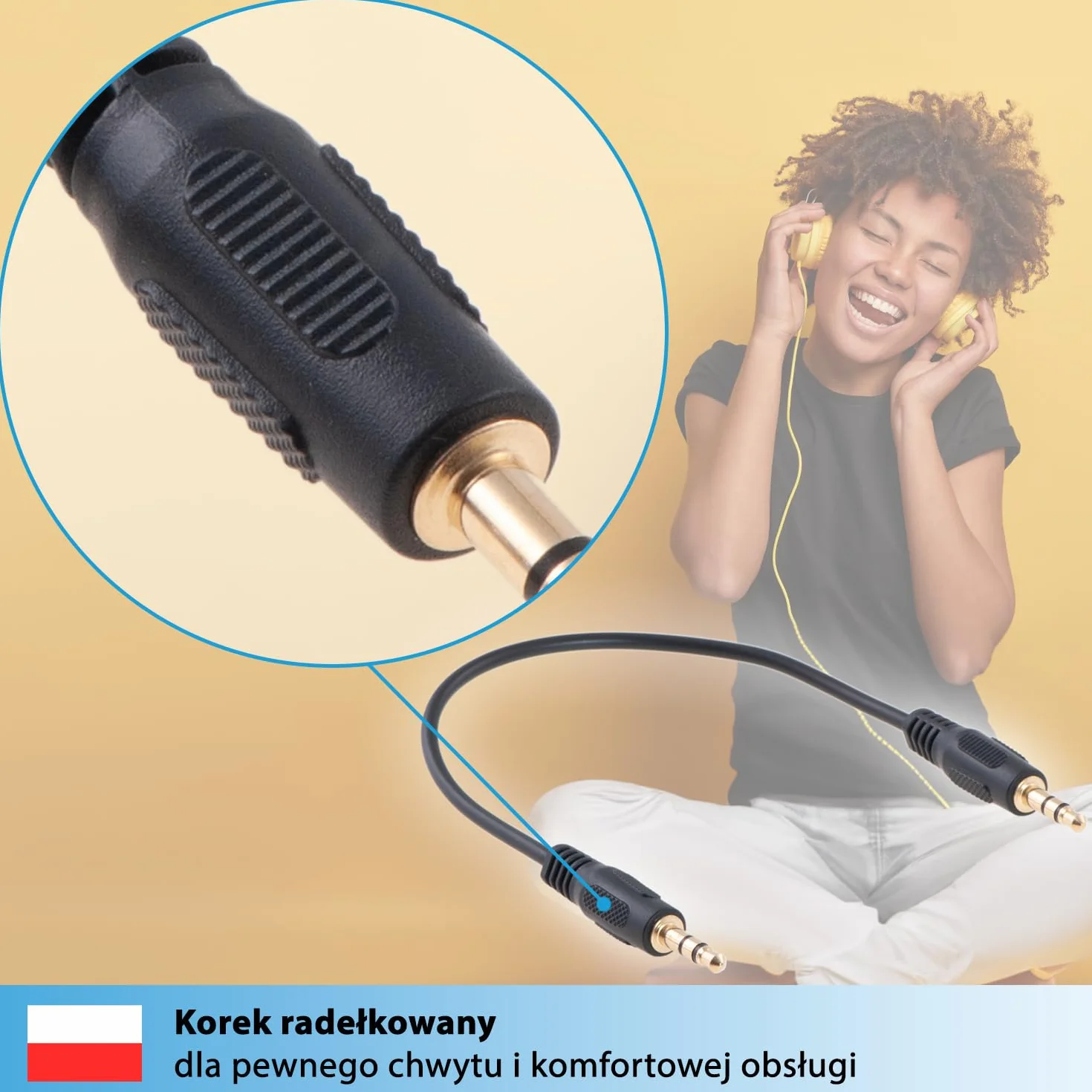 Kabel AUX 20 cm 3,5 mm jack audio czarny