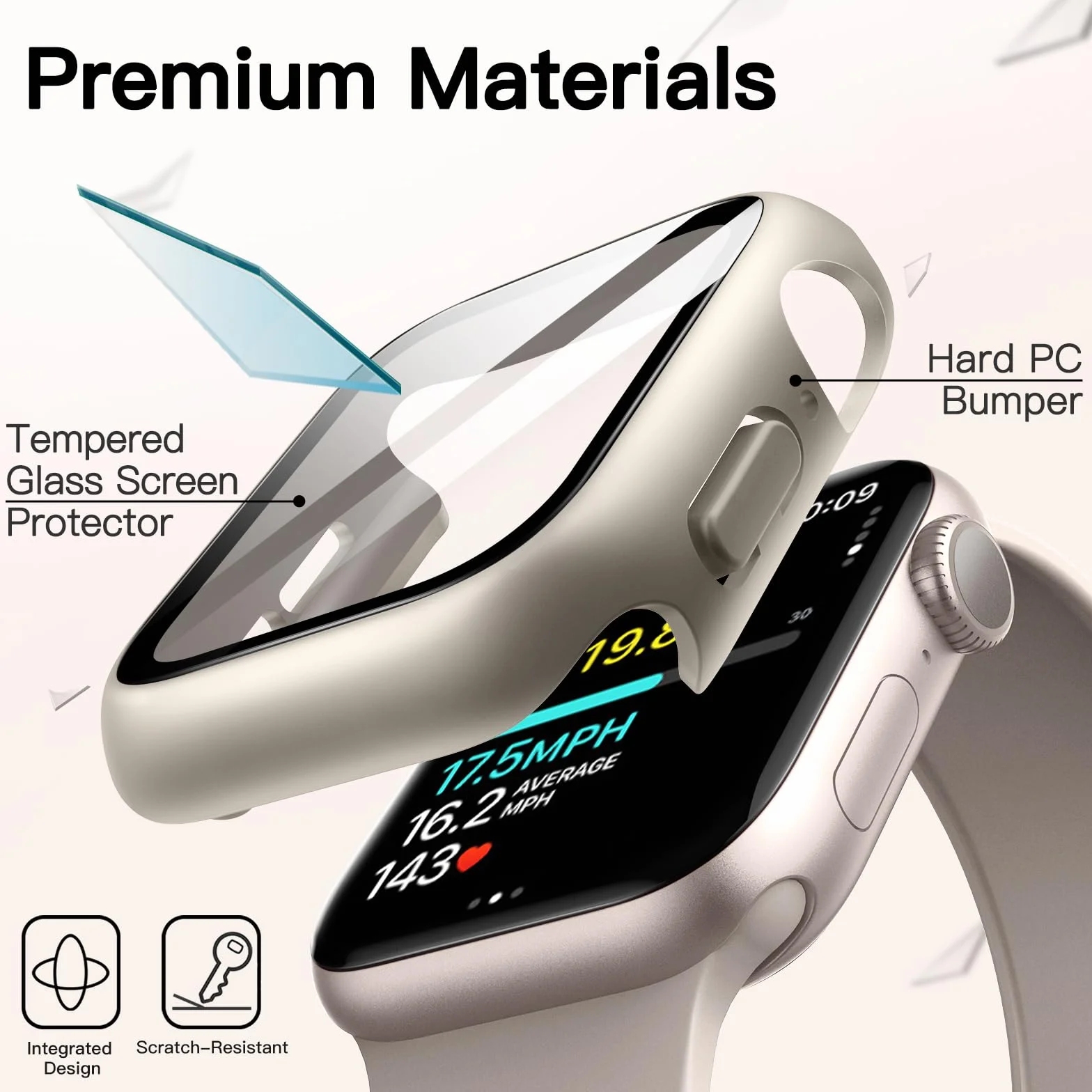 JETech Wodoodporna Etui z Szkłem Hartowanym dla Apple Watch SE 3/2/1 / Series 6 5 4 40mm, 2 Sztuki