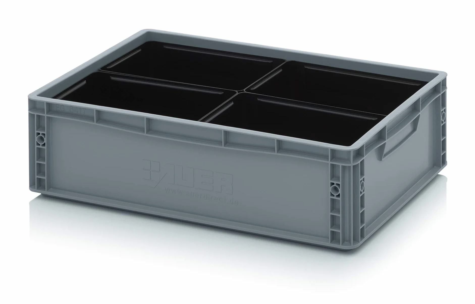 Zestaw 4 pojemników o wysokości 15 cm do pojemnika euro 60 x 40 * wkładki do skrzynek czarne