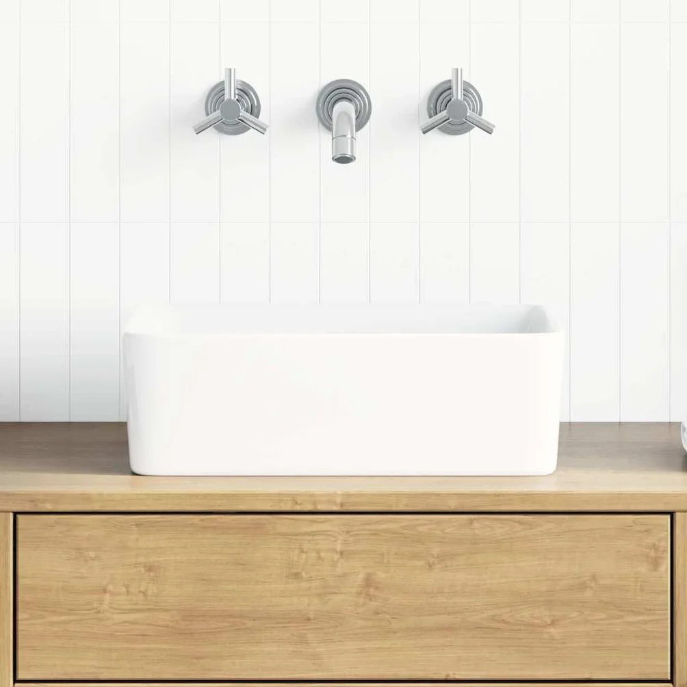 Umywalka 40x30x13 cm Ceramic White | Umywalka do montażu, otwór spustowy 4,5 cm, łatwy do czyszczenia, do łazienki lub toalety