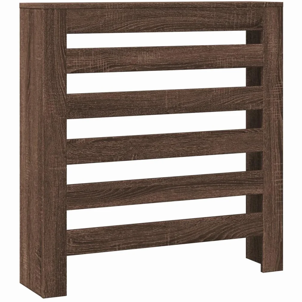 Pokrowiec na grzejnik, brązowy, dąb, 78 x 20 x 82 cm, designerska osłona chłodnicy, nowoczesna płyta MDF, pionowe listwy drewniane, dekoracyjna szafka do salonu, sypialni, przedpokoju, duża