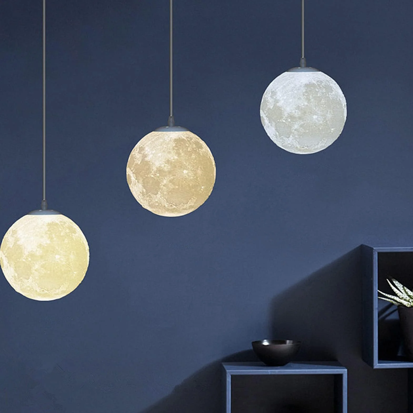 Lampa wisząca księżyc, nadruk 3D, lampa sufitowa, przemysłowa lampa dekoracyjna, lampa księżycowa, lampa sufitowa, lampa księżycowa, z regulacją wysokości, do pokoju dziecięcego, restauracji