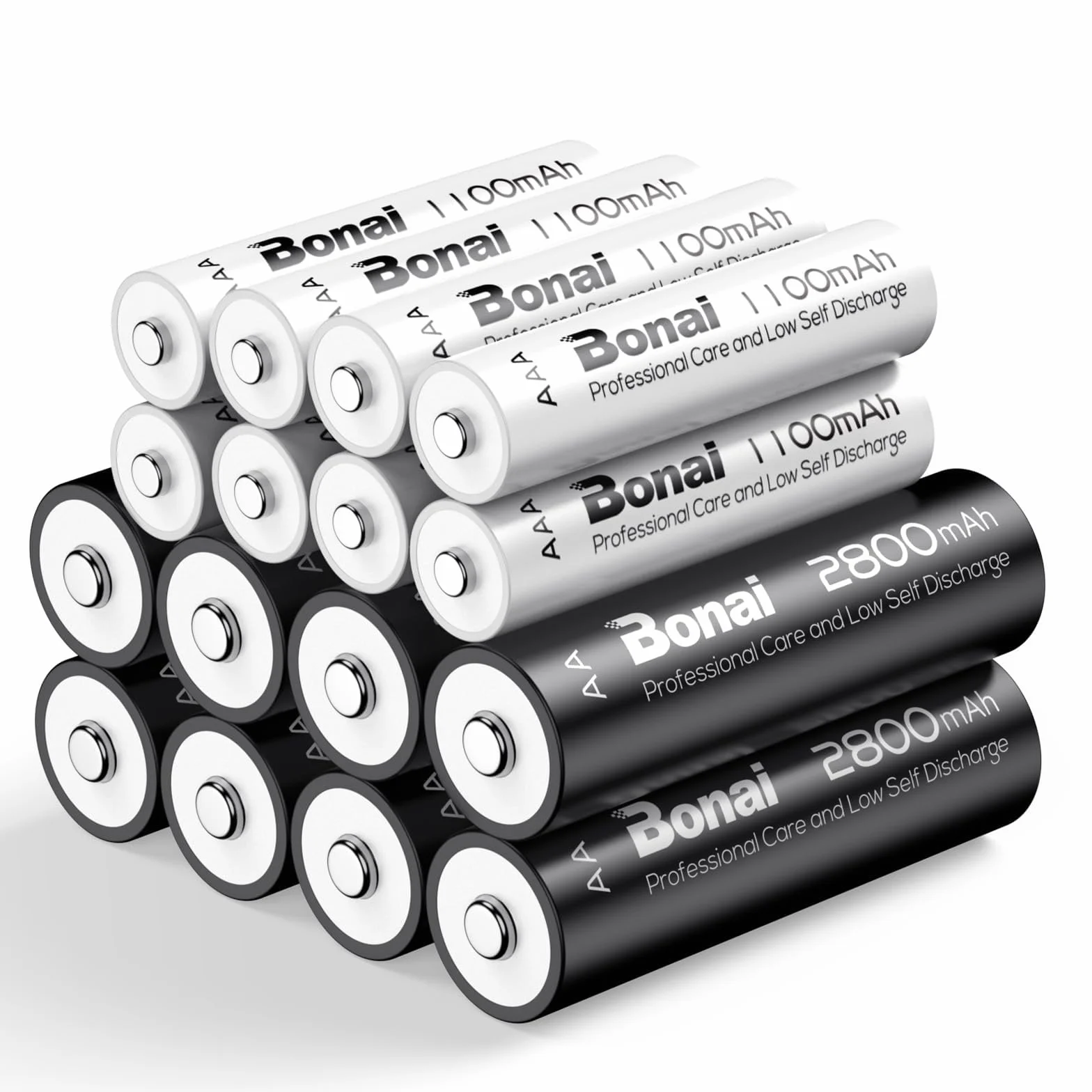 Baterie BONAI AA i AAA 2800/1100 mAh Ni-MH 1,2 V Akumulatory wielokrotnego ładowania