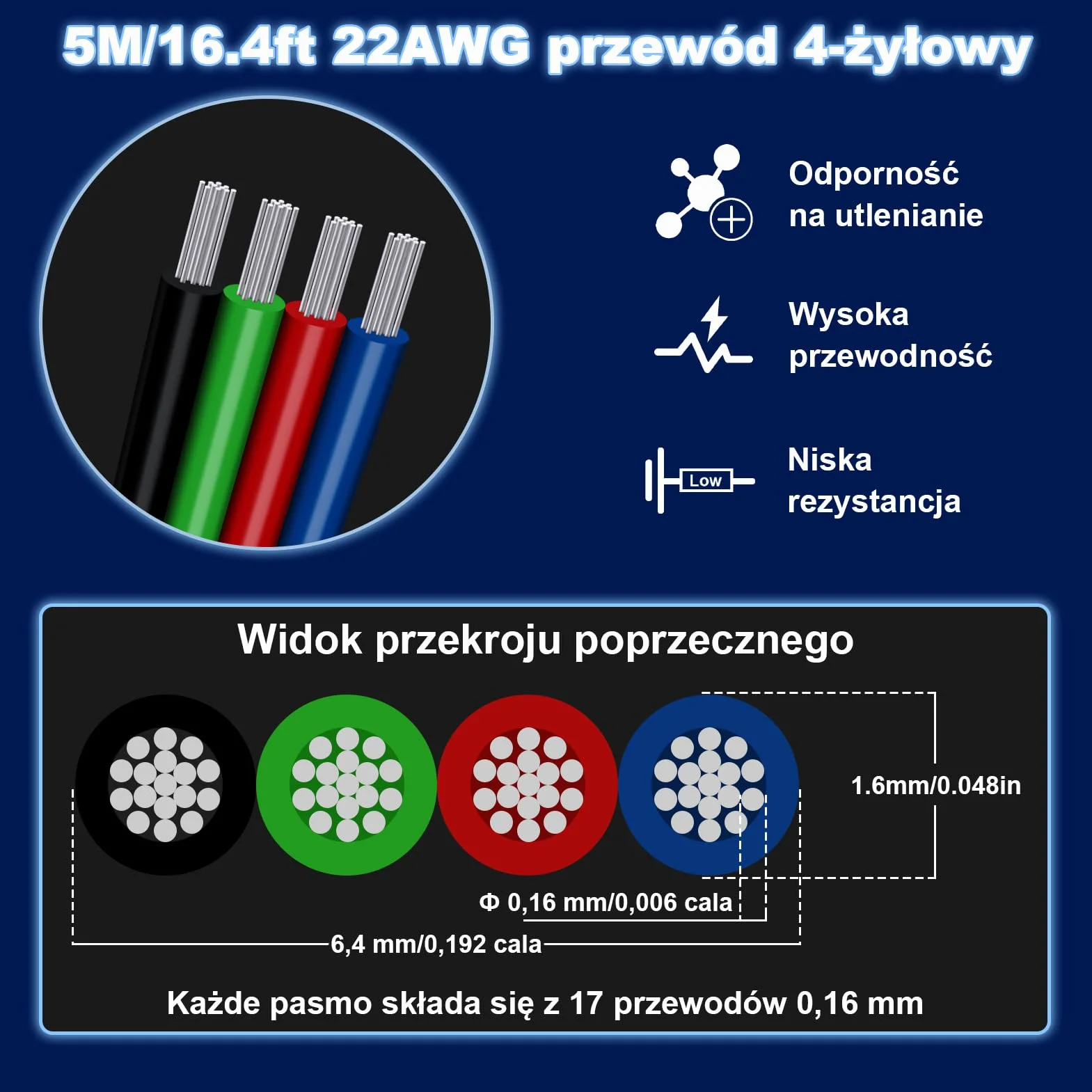 REDTRON Przedłużacz taśmy świetlnej LED 4-pinowy, bez lutowania, zestaw złączy z przedłużaczem 5 m i 10 szt. złączami do taśm LED RGB 10 mm, 5050 RGB
