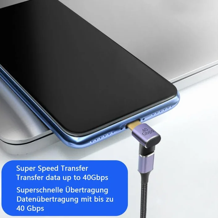 HENGBIRD adapter USB C 90 stopni 40 Gbps USB 4 typ C męski na żeński 100W 8K do Galaxy S21 S20 Pixel 4XL