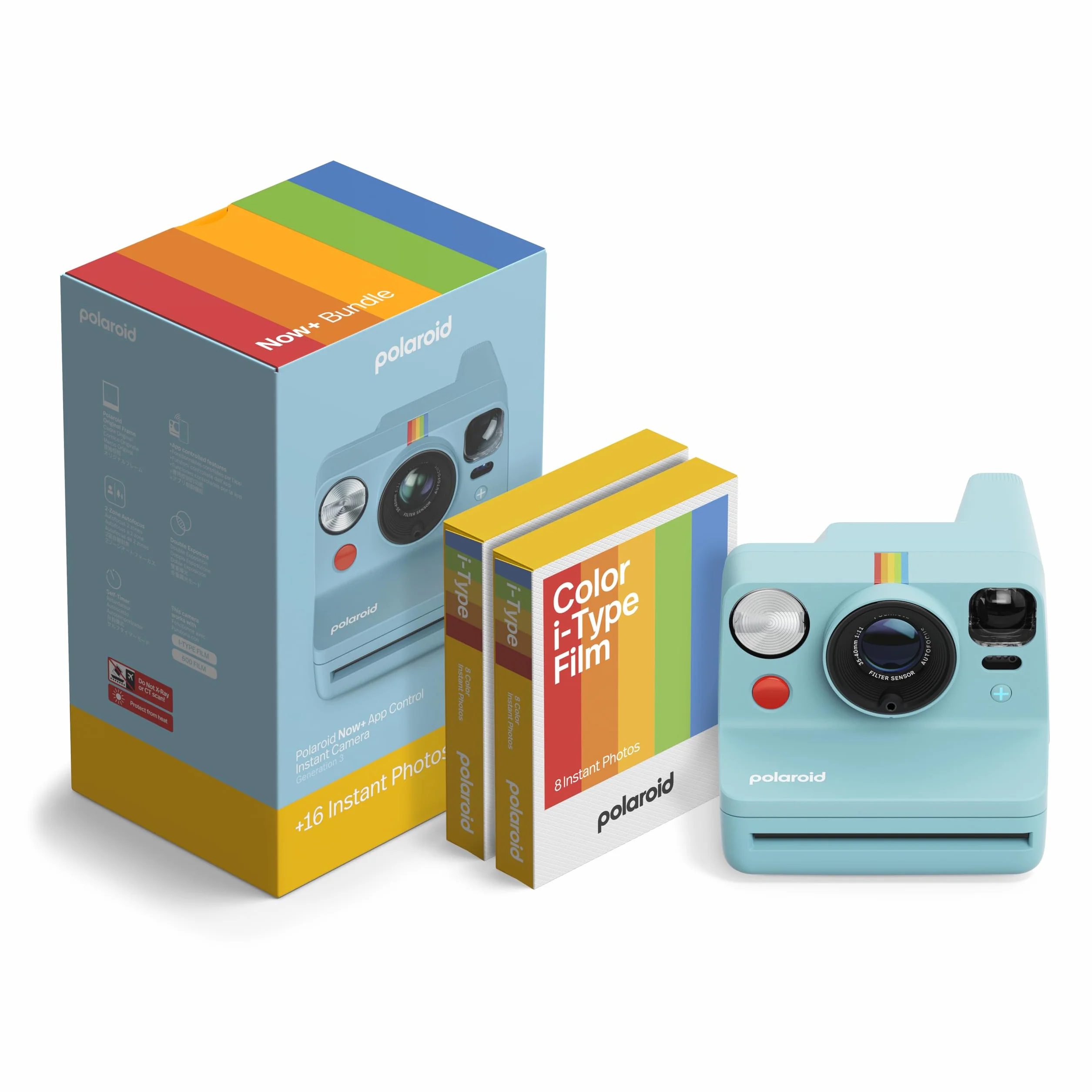 Polaroid NOW+ Gen3 Instant Camera Arctic Blue + Color Film Bundle 16 Photos