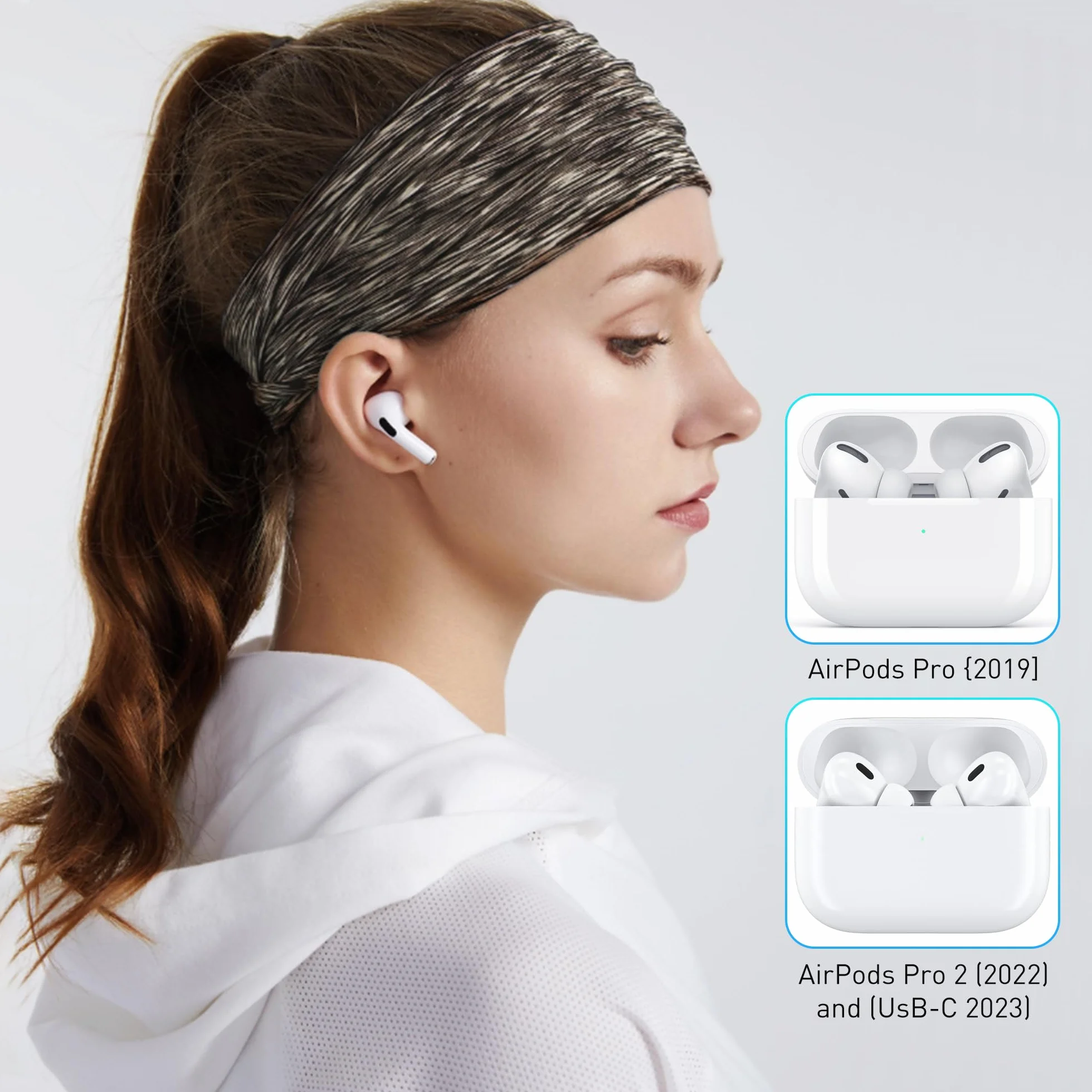 YISH Wymienne Końcówki Douszne do AirPods Pro/Pro 2: 4 Pary Silikonowych Zatyczek z Redukcją Szumów, Pudełko i Długopis Czyszczący (XS/S/M/L)