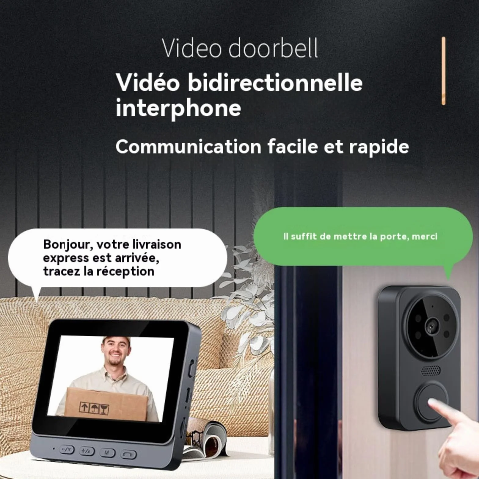 Wireless Video Doorbell 4,3-calowy ekran IPS 2,4G Bezprzewodowy dzwonek wideo Dwukierunkowy domofon z kamerą 170° HD Infrared Night Vision Dwukierunkowy dźwięk sprawiają, że Twoje bezpieczeństwo w