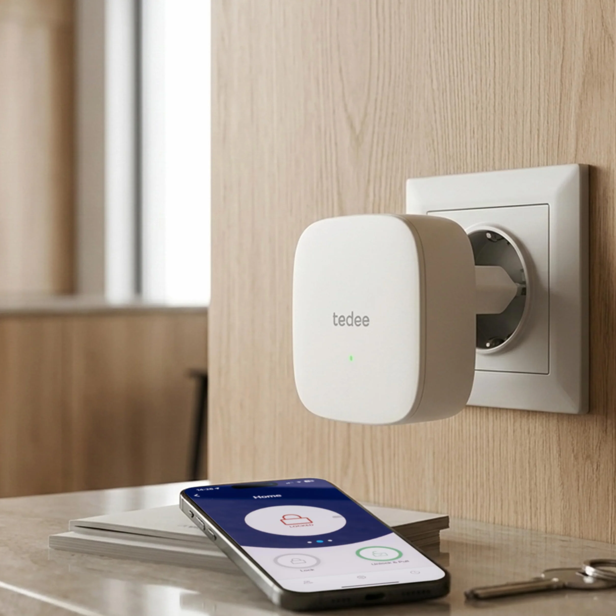 Tedee Most elektroniczny zamek do drzwi, łatwy montaż, sterowanie przez Bluetooth, mostek tedee WiFi umożliwia zdalne otwieranie i zamykanie | iPhone i Android, Smart Home (wtyczka EU)