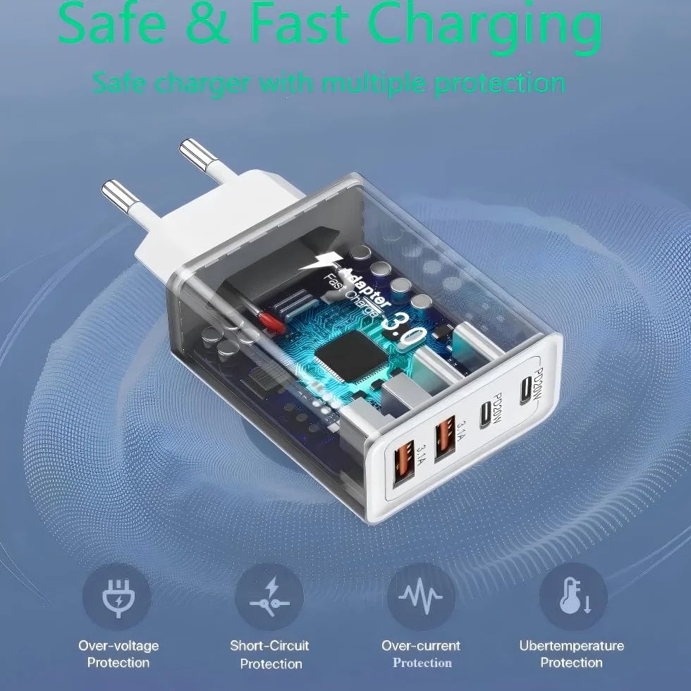 Szybka Ładowarka 40W PD USB C USB A Uniwersalny Zasilacz do iPhone Samsung Huawei Xiaomi