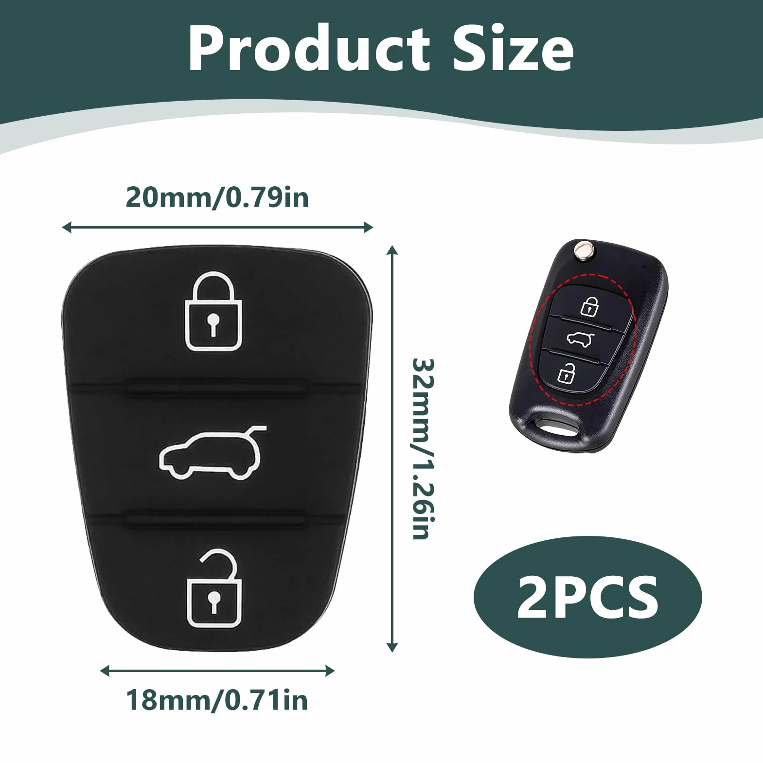 Obudowa kluczyka samochodowego Hyundai i10 i20 i30 ix35 Kia Sportage Ceed 2 sztuki 3 przyciski gumowa podkładka