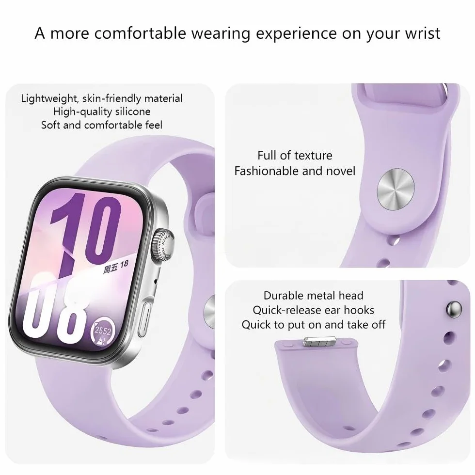 Silikonowy pasek kompatybilny z Huawei Watch Fit 3/4/4 Pro, sportowy, miękki