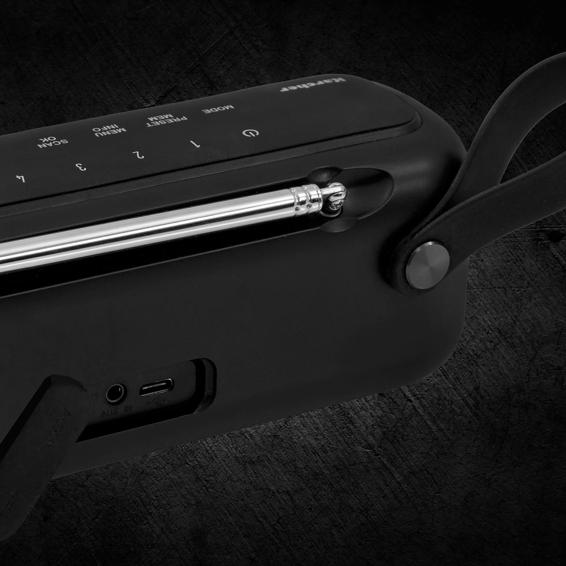 Karcher DAB Go przenośny głośnik Bluetooth radio cyfrowe DAB+ FM 2,4" 5 W stereo USB-C czarny