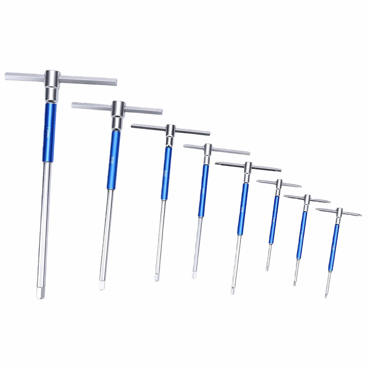 KIMISS Zestaw Kluczy Imbusowych z Uchwytem w Kształcie Litery T, 8 szt. Metrycznych Kluczy Imbusowych z końcówką kulistą od 2 Mm do 10 Mm, Przesuwna Rączka do Szybkiego Obrotu, z