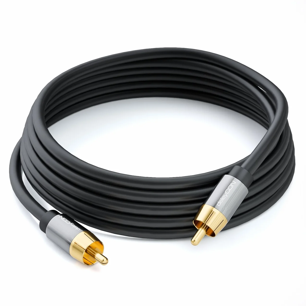 deleyCON 10m Kabel Subwoofera - Cyfrowy Przewód Koncentryczny Cinch RCA - Pozłacane Wtyki - Przewód Audio - Subwoofer Odbiornik AV Wzmacniacz Kino Domowe