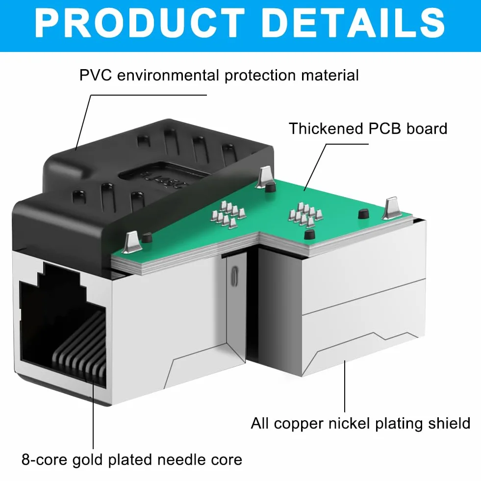 AXFEE rozdzielacz LAN RJ45 1 na 2 adapter Ethernet Cat5 Cat5e Cat6 Cat7 Cat8