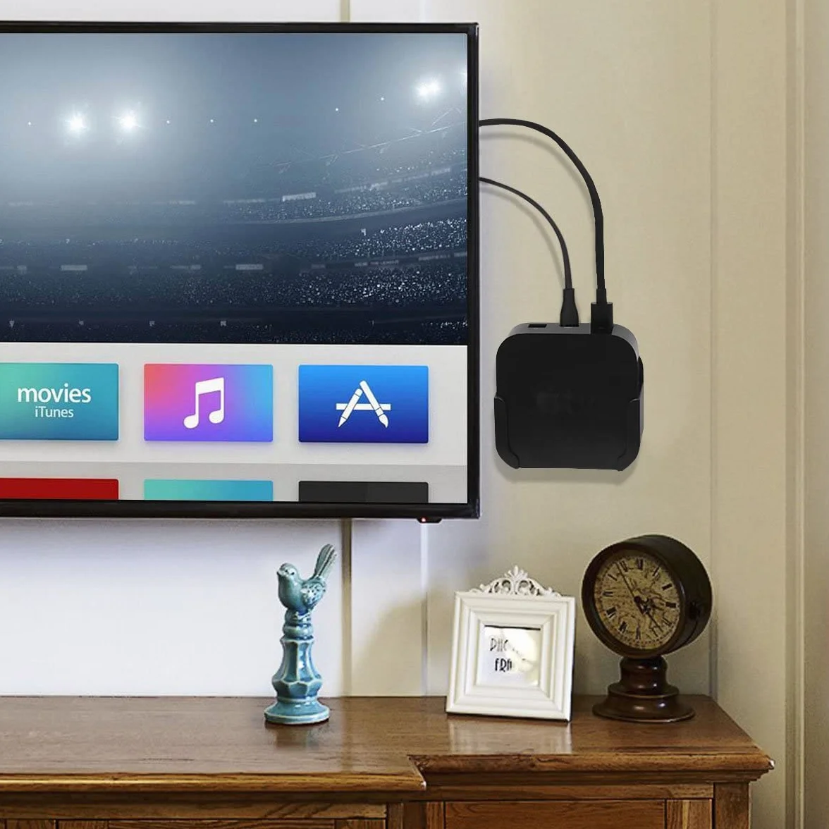 Uchwyt ścienny kompatybilny z Apple TV 4K HD, etui ochronne Siri 2. generacji czarny