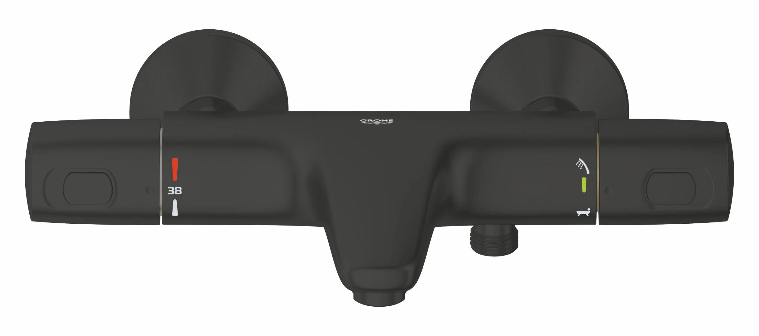 GROHE Precision Trend bateria wannowa, oszczędzająca wodę (termostat z zawsze chłodną powierzchnią dla dzieci, armatura prysznicowa z blokadą bezpieczeństwa w temperaturze 38°C, uchwyty z metalu