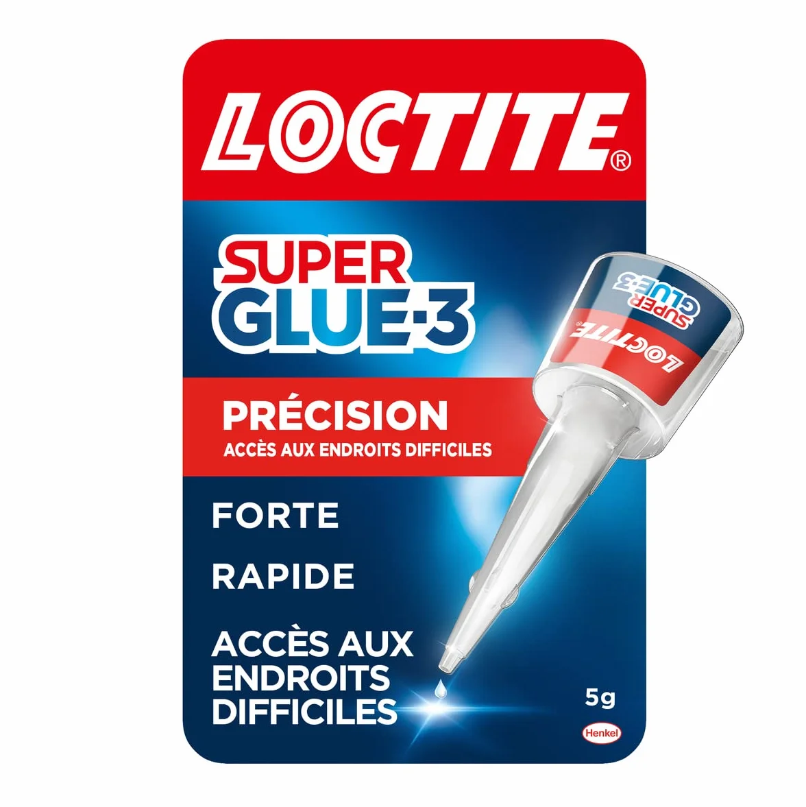Loctite Super Glue-3 Précision, Colle Forte Pour Réparations Précises, Colle Liquide Tous Matériaux, Séchage Rapide, Flacon 5g