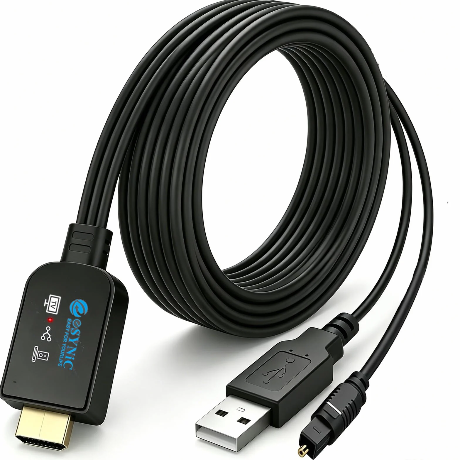 eSynic eARC/ARC HDMI Audio Adapter 1,5 m 192 kHz/24 bit Dolby Digital DTS 5.1 z Ekstraktorem Audio