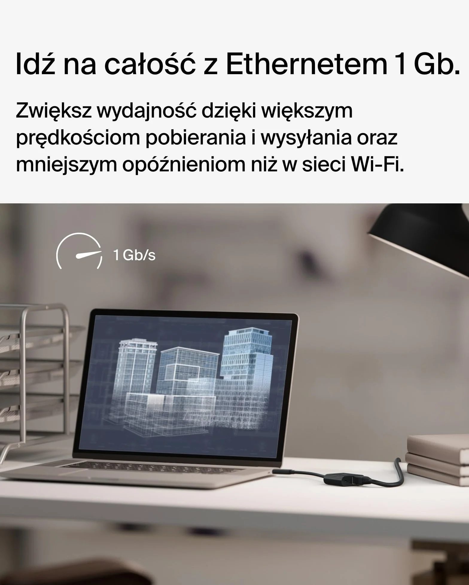 Adapter Belkin Connect USB-C na Ethernet z funkcją ładowania 100 W, port Gigabit Ethernet i USB-C – szybkie połączenie z Internetem: 10/100/1000 Mb/s – zgodny z iPhone’em 16 i Samsungiem Galaxy S24