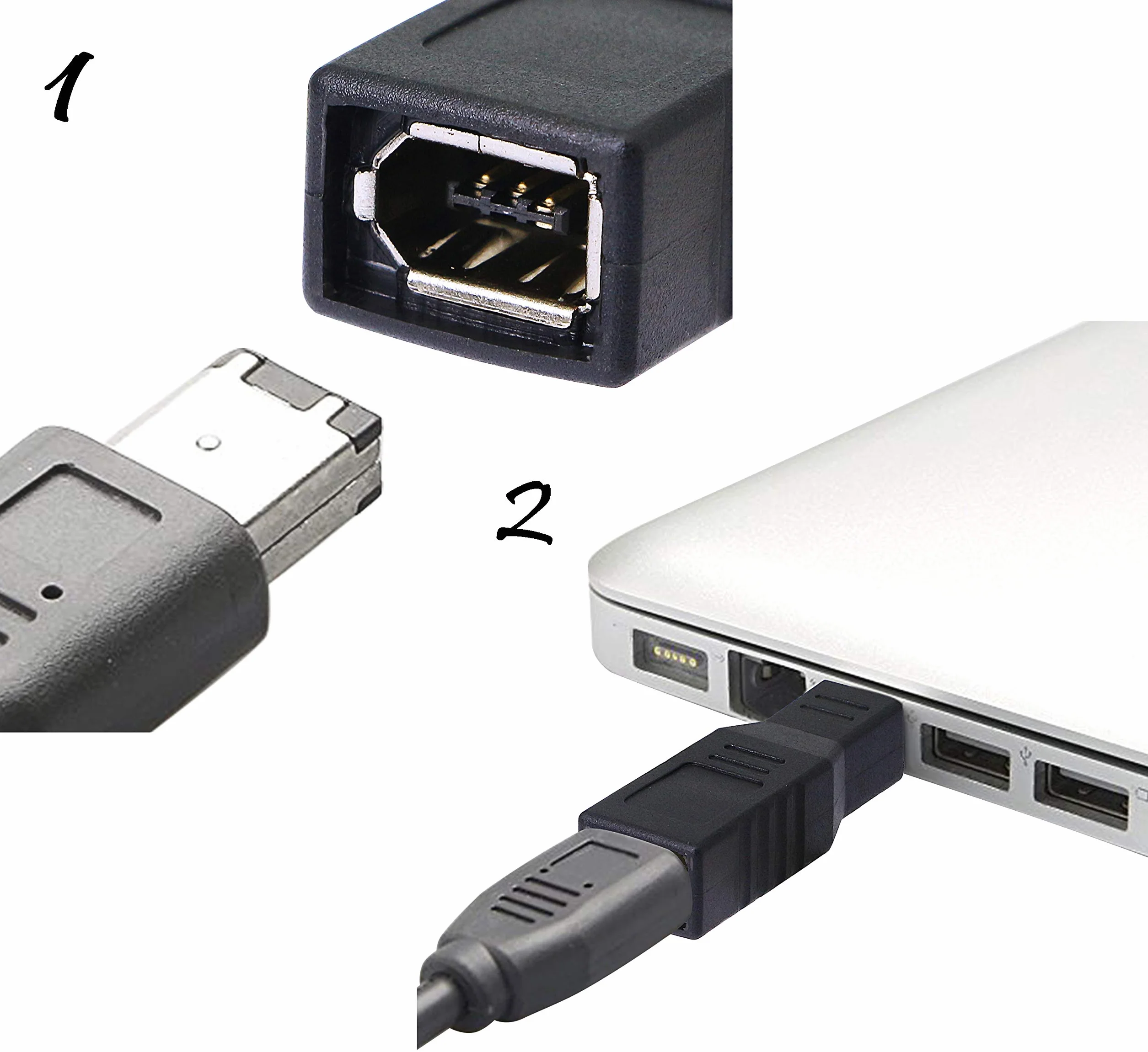 CERRXIAN IEEE 1394 FireWire 400 do 800 6-pin żeński na 9-pin męski adapter FW 800 2 szt.