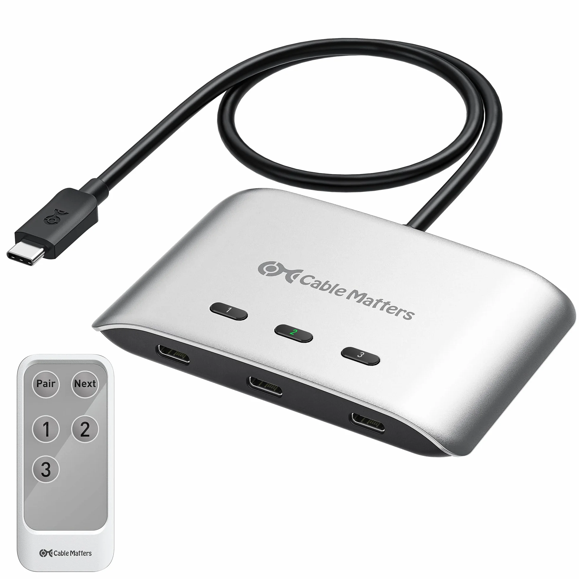 Cable Matters Przełącznik USB C 20 Gb/s 3 w 1 8K 30 Hz 4K 60 Hz 140 W PD Stacja Dokująca USB-C Thunderbolt