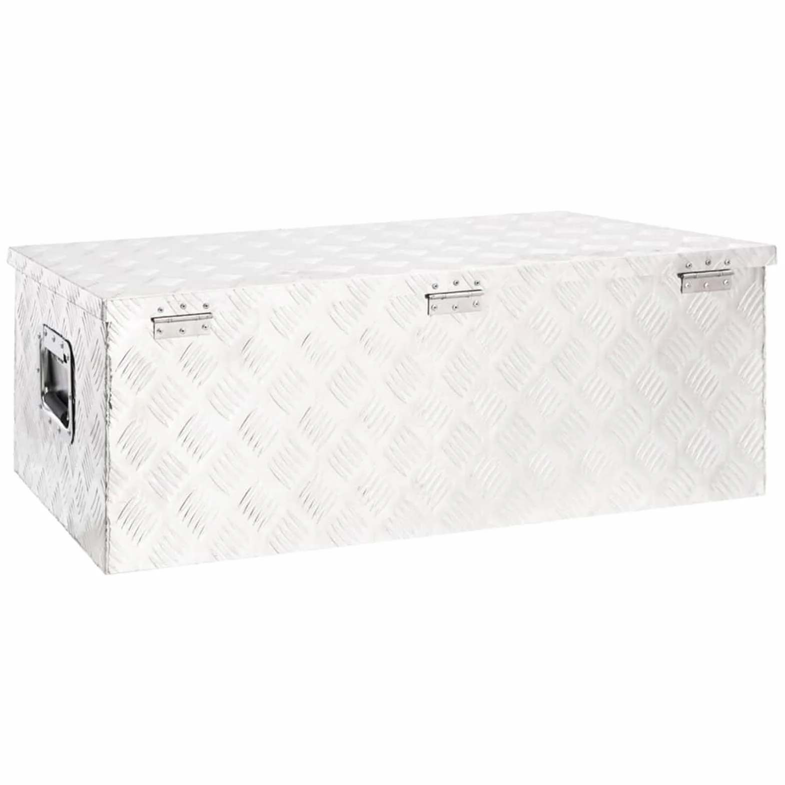 ShGaxin Aluminiowa skrzynka narzędziowa, metalowa skrzynka narzędziowa, skrzynka narzędziowa, aluminiowa obudowa, srebro 90x47x33,5 cm