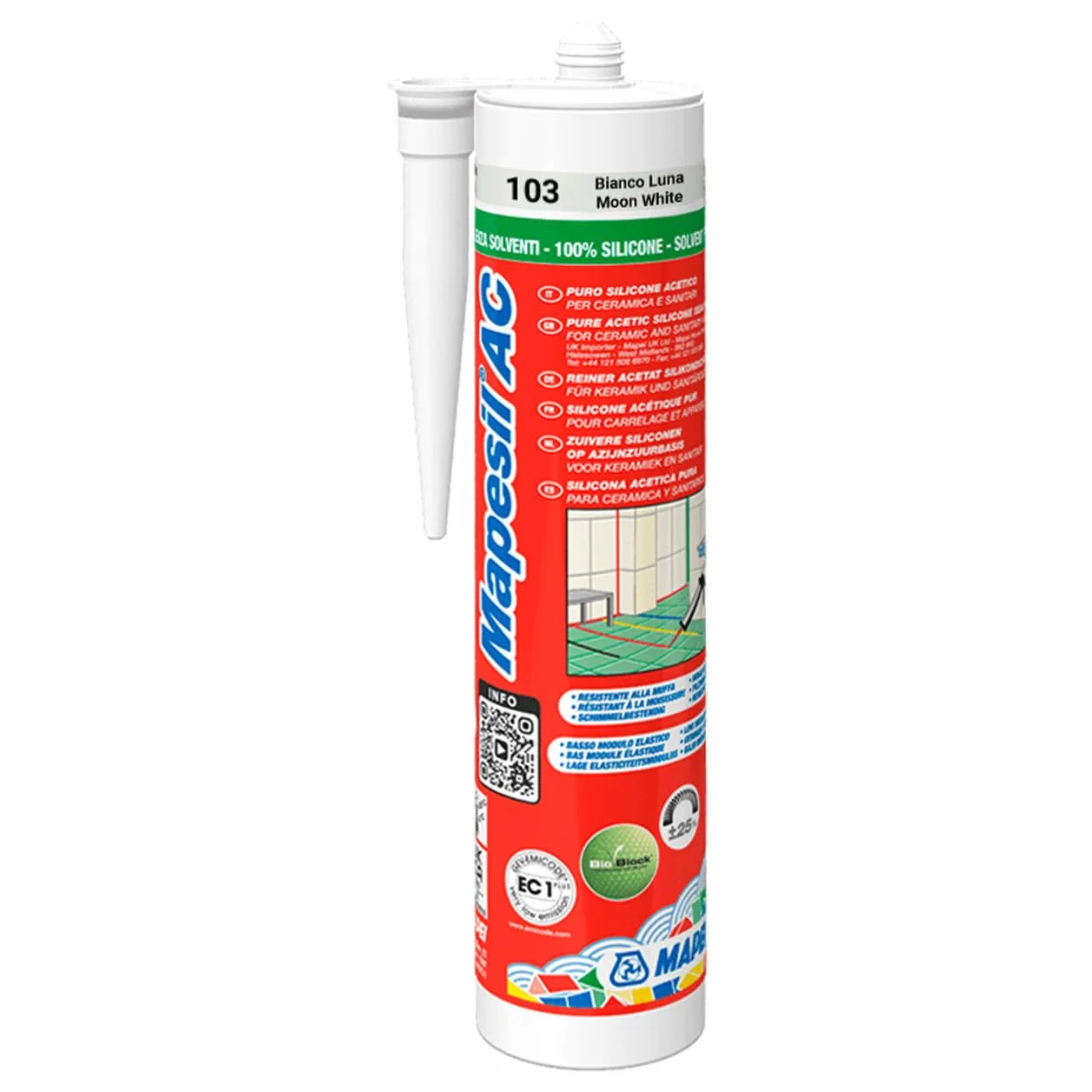 Silikon MAPEI Mapesil AC 310ml 103 księżycowy biały