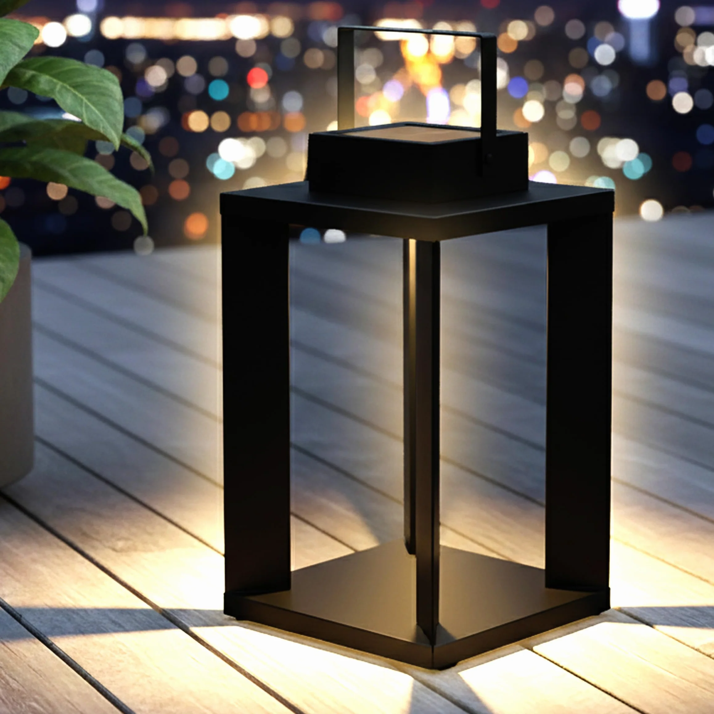 Metalowa latarnia solarna czarna 25 LED ciepły biały - 45 x 22 cm - wysokiej jakości, solidna latarnia ogrodowa zasilana energią słoneczną - solarna lampa do ogrodu, dekoracja, oświetlenie, lampa