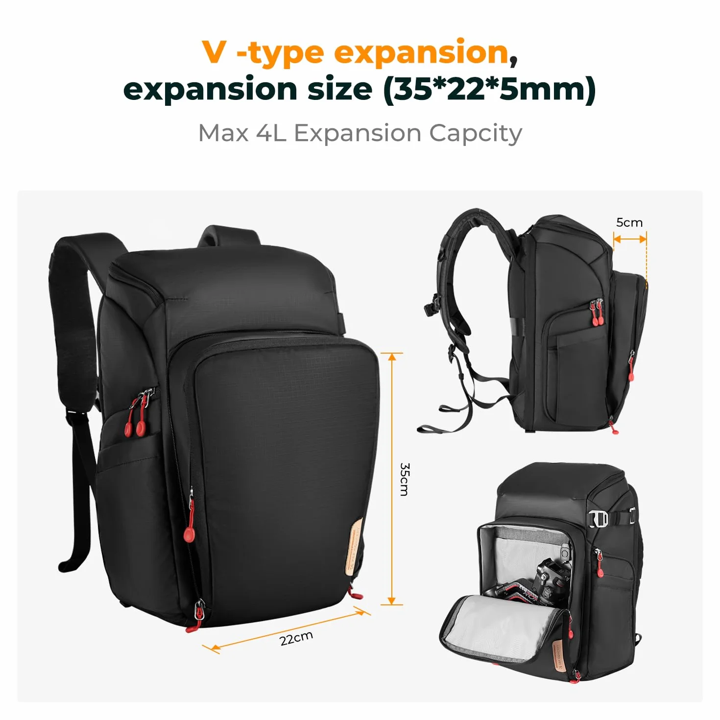 K&F Concept Plecak fotograficzny 16" na aparat i laptop Canon Nikon Sony DJI Mavic