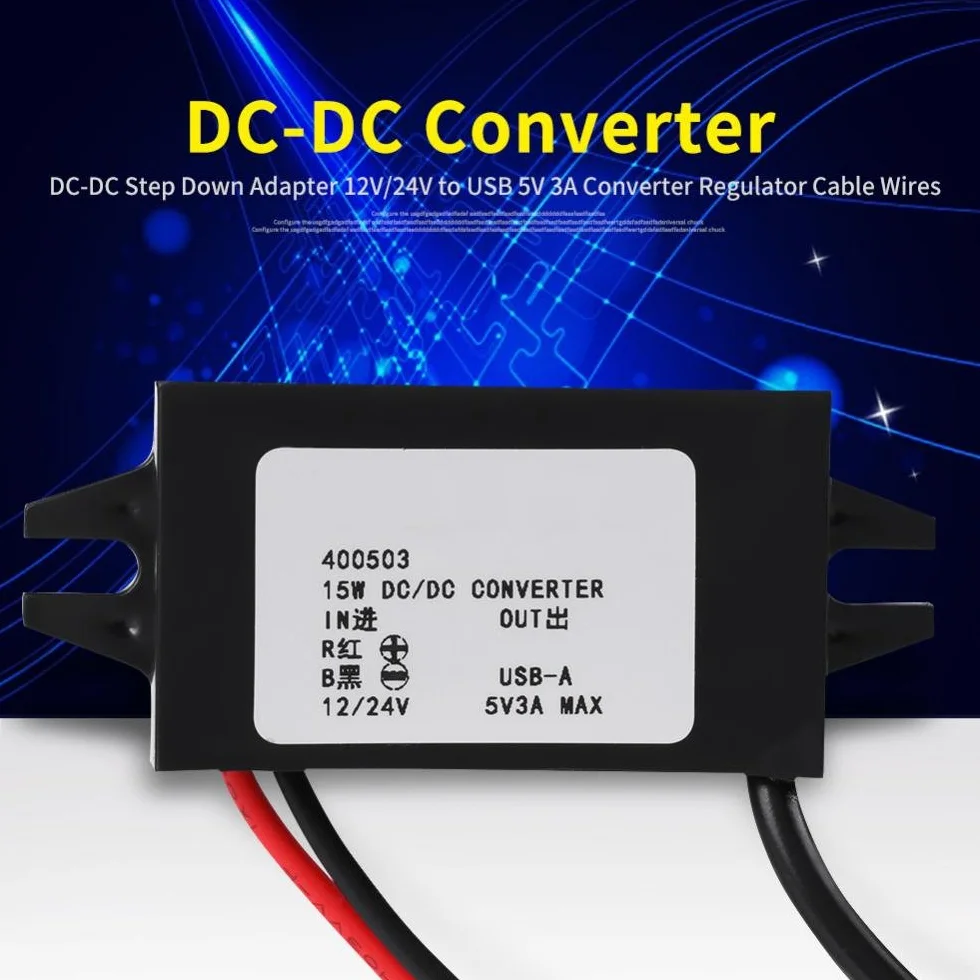 12 V / 24 V Na USB 5 V 3 A Zasilacz Sieciowy, Regulator Downkonwerterowy DC-Przetwornik Napięcia Reduktor, Adapter Monitorujący Konwerter