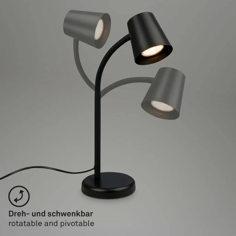 BRILONER - Lampa biurkowa z przełącznikiem przewodowym, obrotowa, GU10, maks. 9 W, lampa stołowa, lampa, lampka nocna, lampa stołowa, dekoracyjna, lampka na biurko, lampka do czytania, 13 x 38,5 cm