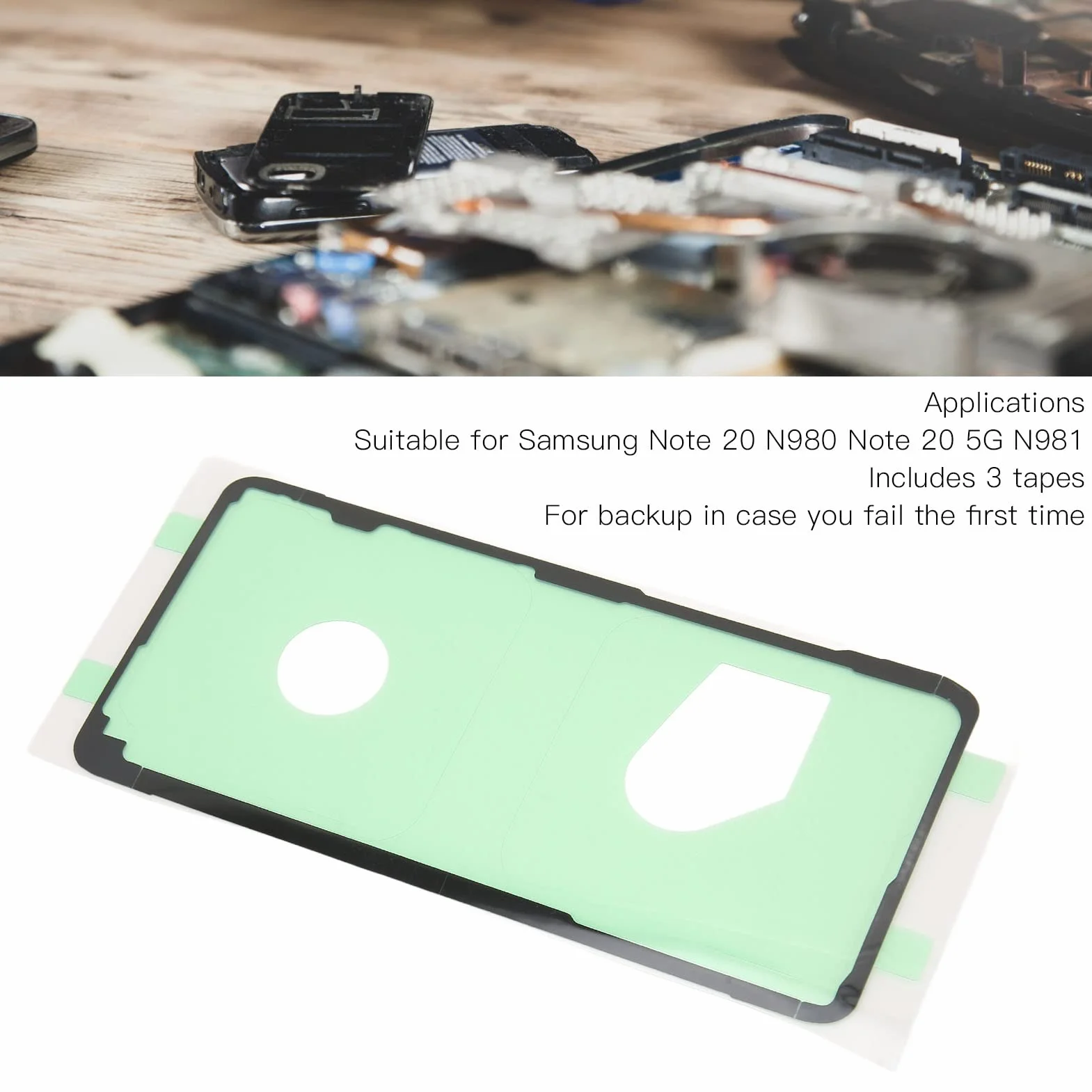 Naklejka Samoprzylepna Tylnej Pokrywy Baterii do Note 20 N980 N981, 3 szt.