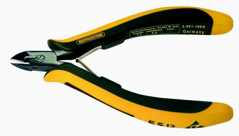 Bernstein Werkzeug GmbH 3-651-15 DR mini nożyce boczne EUROline, 120 mm, ze sprężyną mocującą drutu, bez waty, odprowadzające dwukolorowe osłony na dłonie