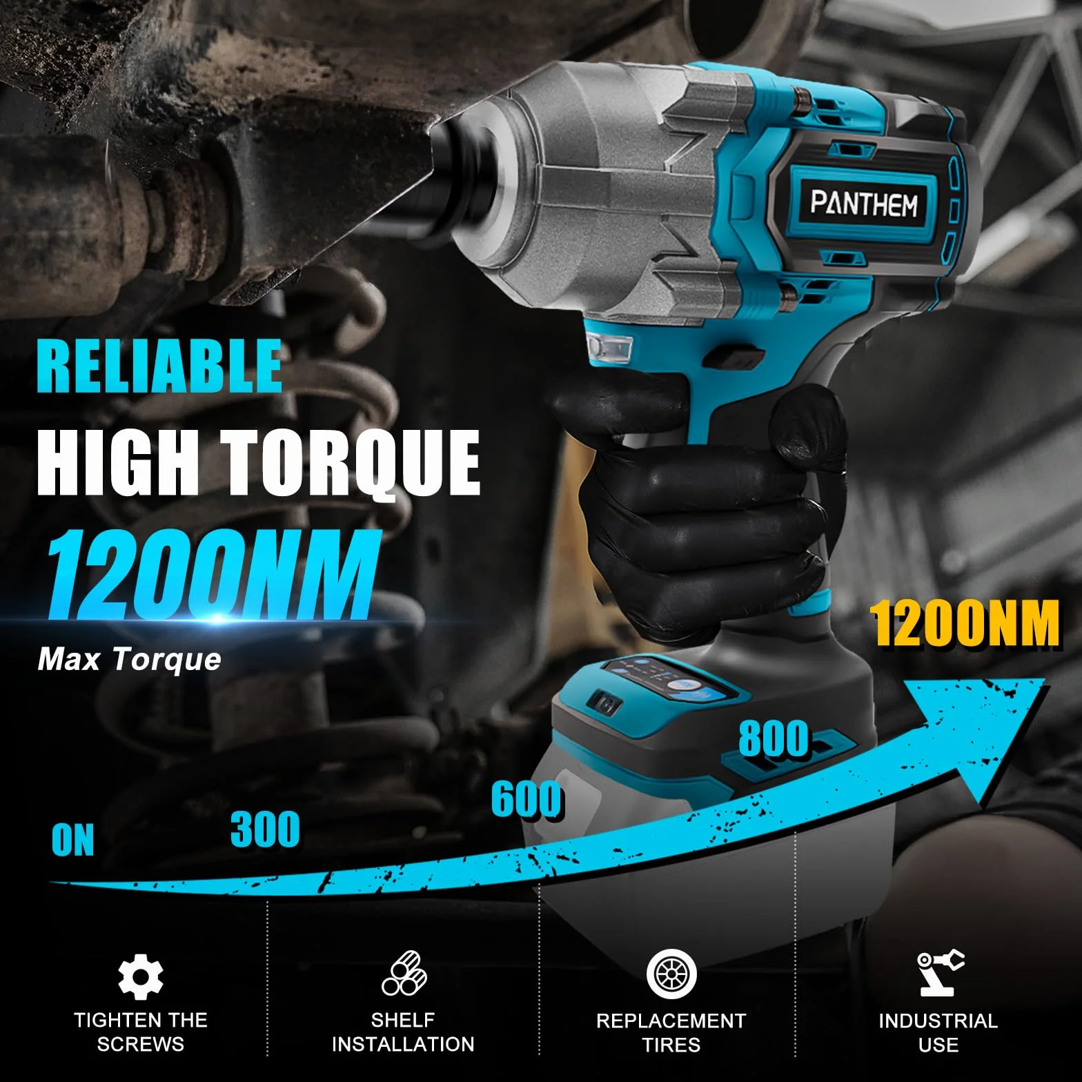 Akumulatorowa wkrętarka udarowa kompatybilna z wkrętarką udarową Makita 18 V 1200 Nm, 1/2", bezszczotkowy klucz płaski z adapterem klucza nasadowego (bez baterii)