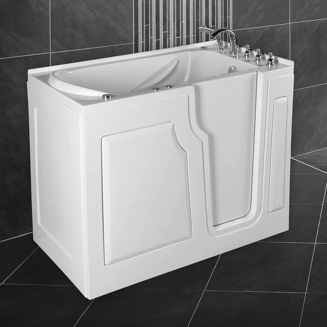 Siena II wanna dla seniorów 122 x 71 cm z drzwiami i wbudowanym siedziskiem, whirlpool z dyszami do masażu, niskie wejście, bezpieczne trzymanie, łatwa w pielęgnacji powierzchnia