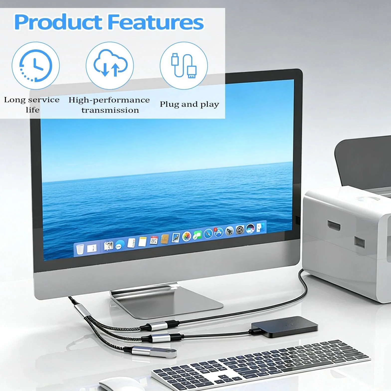 HENGBIRD Rozdzielacz USB 1 do 3, rozdzielacz z OTG do laptopa, samochodu, PC, rozdzielacza USB C, 3-portowy adapter do transmisji danych i ładowania, kompatybilny z Mac iPhone Android