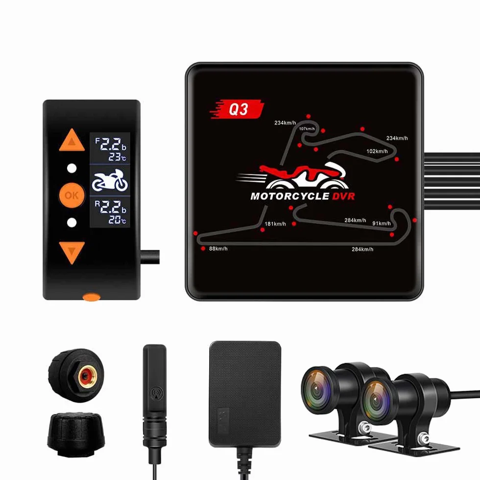 Vsystemo WiFi Motocyklowy tachograf HD 1080p wodoodporna kamera DVR Czarny