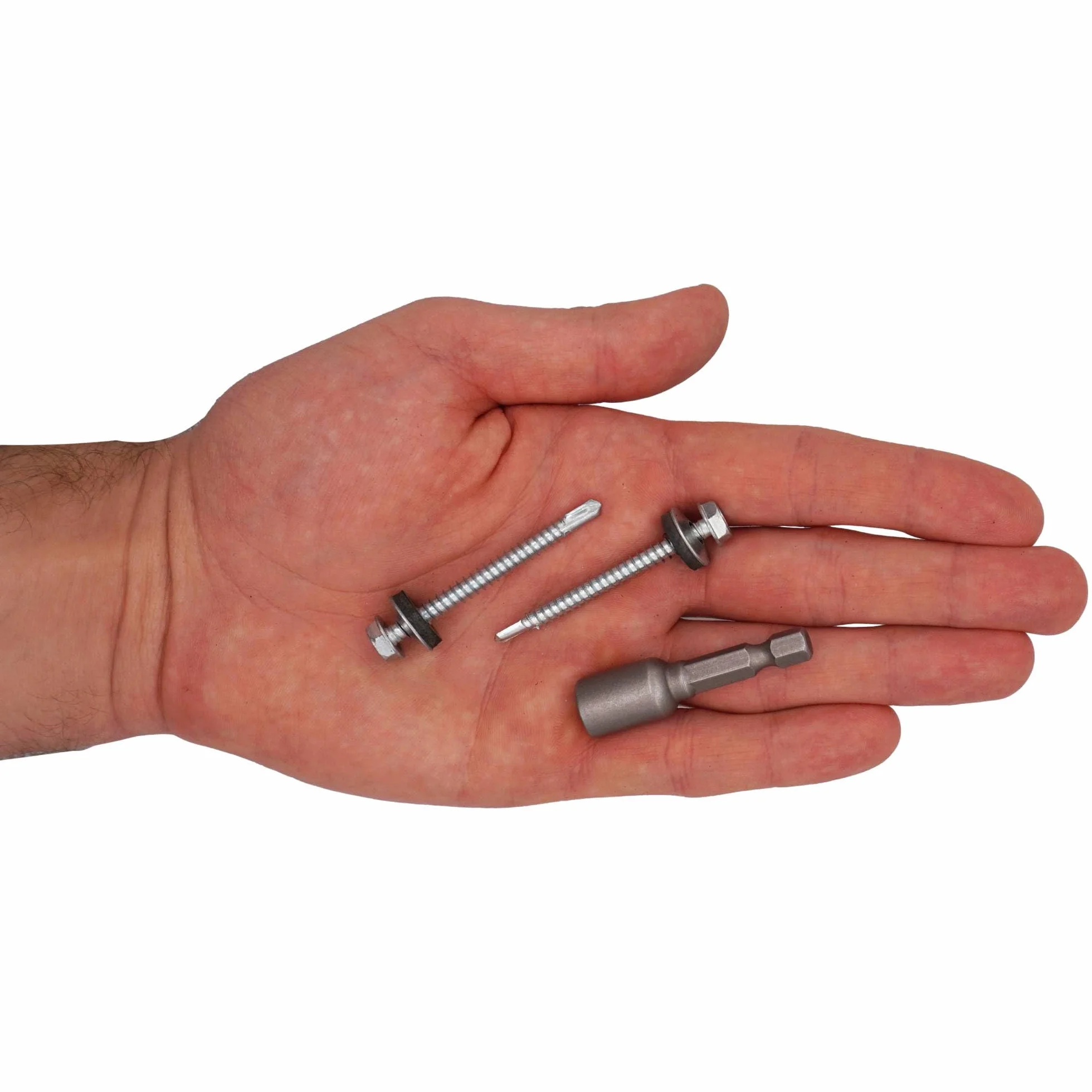 SKIR'CO (150 szt.) Wkręty dekarskie ocynkowane 4,8 x 50 mm, łeb sześciokątny, DIN 7504-K Wkręty samowiercące z podkładkami uszczelniającymi EPDM