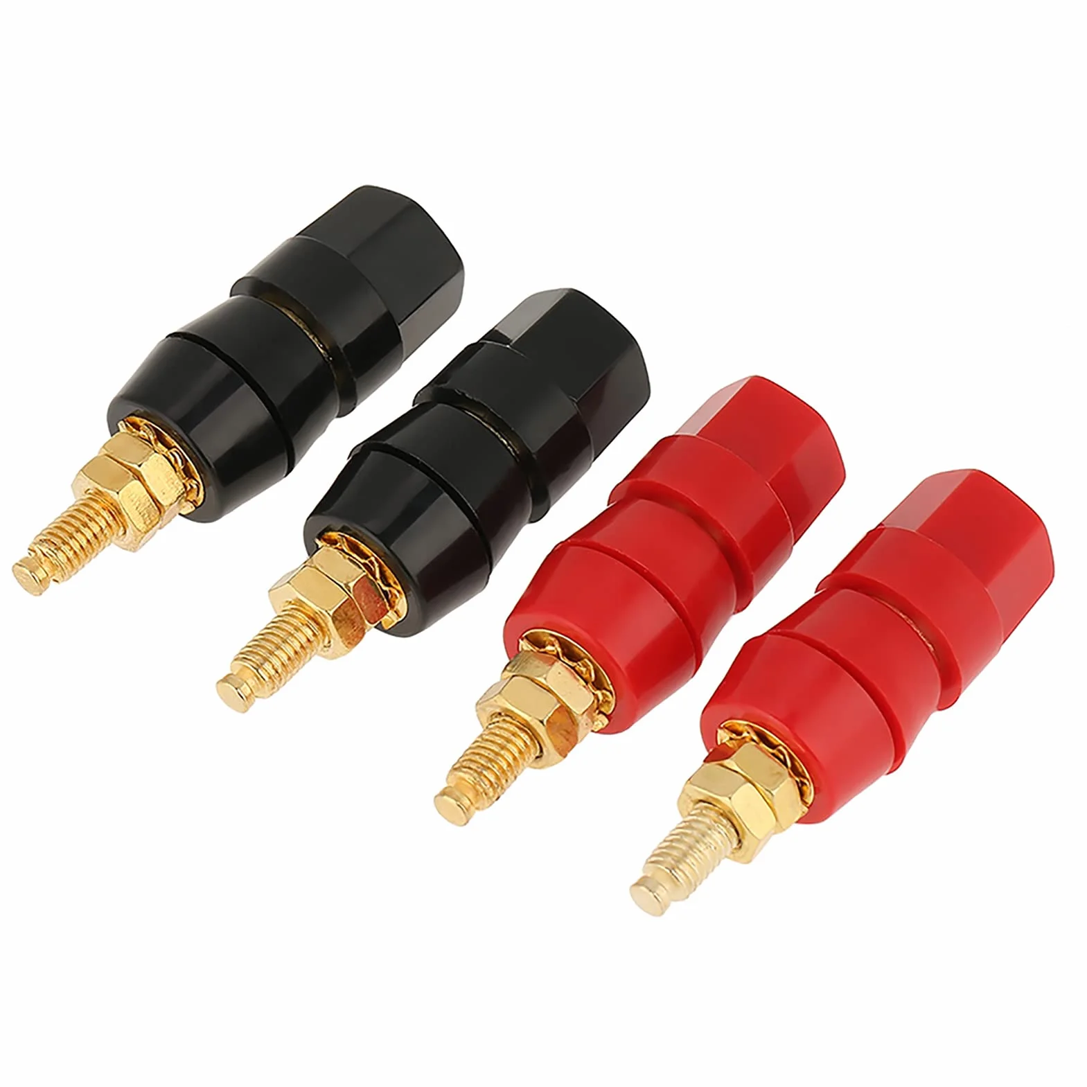 Wtyczka przejściowa głośnikowa bananowa 4 sztuki czarno-czerwona